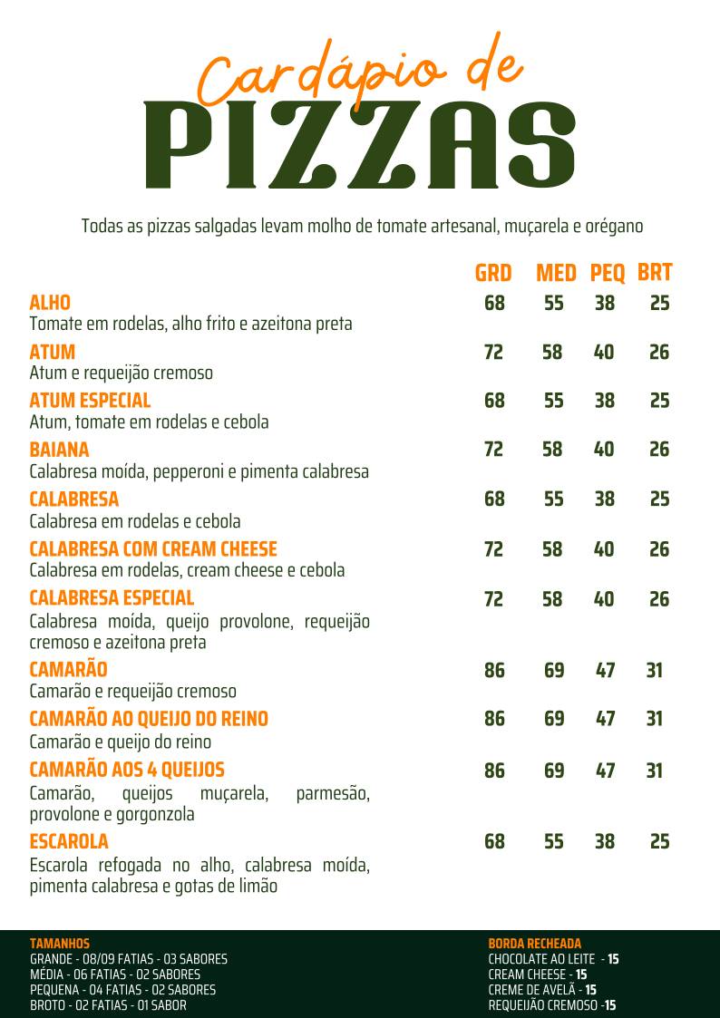 Filipéia Trattoria cardápio