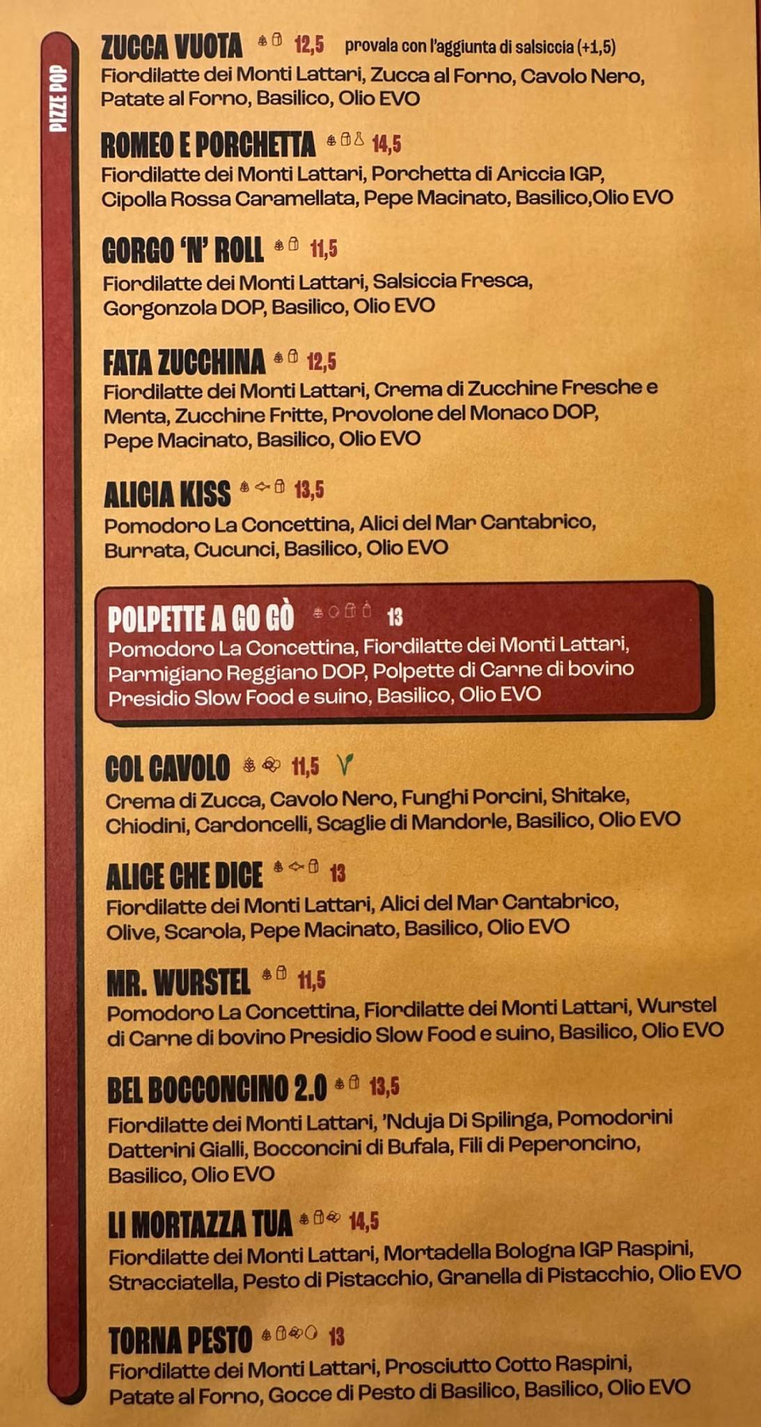 Menu di Fradiavolo Pizzeria - Rimini 