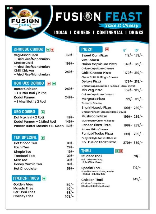 Fusion Feast menu
