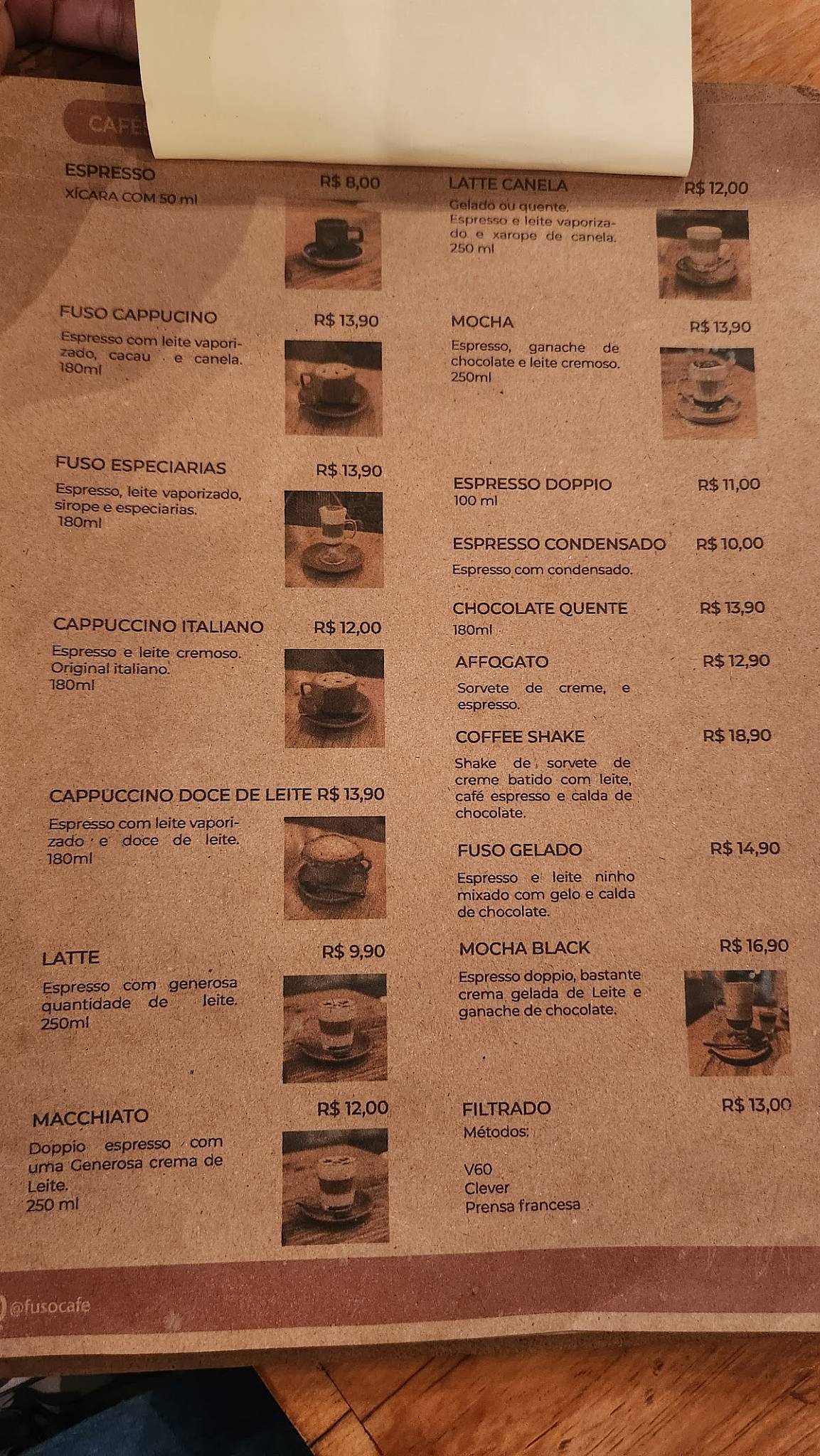 Fuso Café cardápio