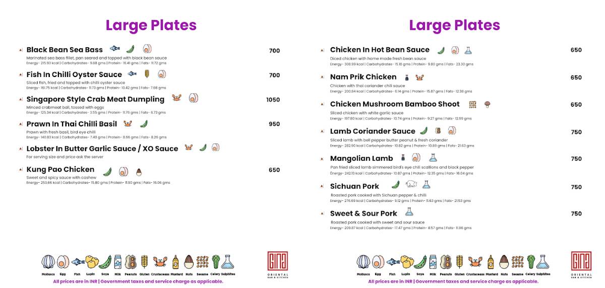 GING menu