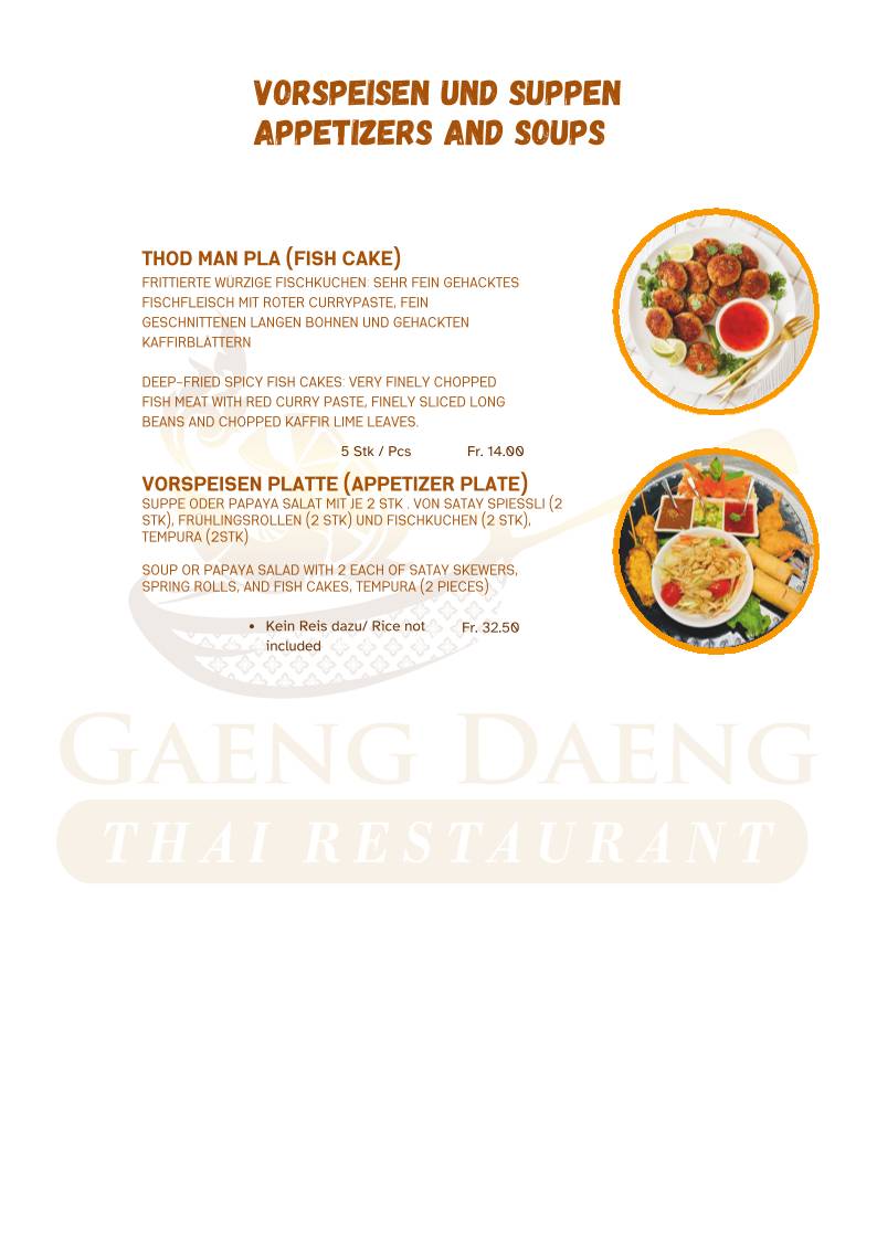 Menu di Gaeng Daeng Thai Restaurant 