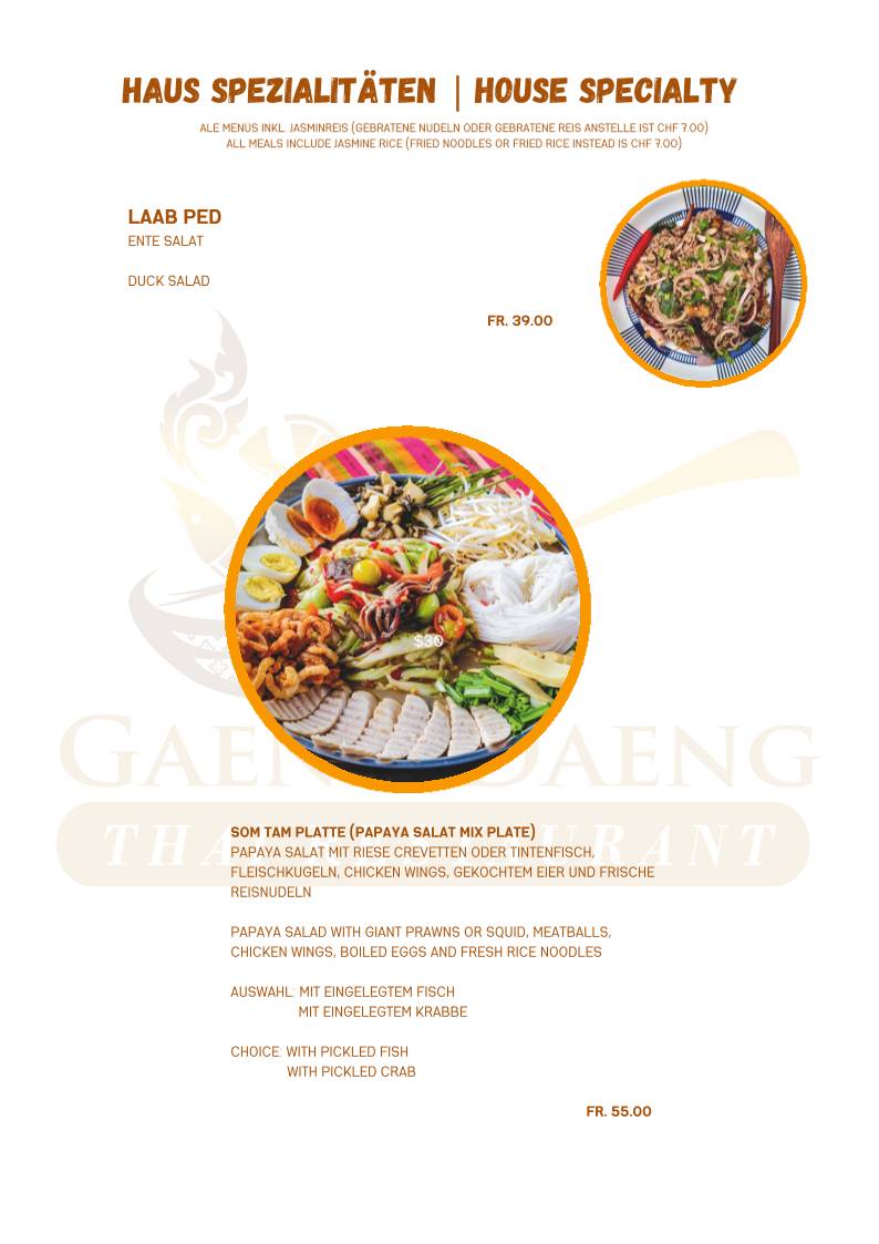 Menu di Gaeng Daeng Thai Restaurant 