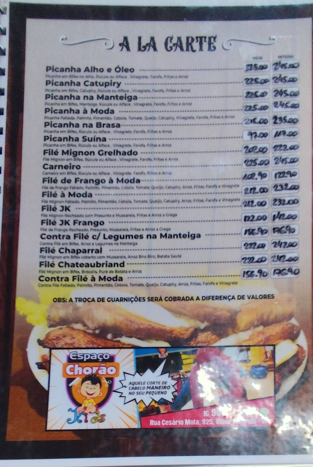 Galpão da Picanha cardápio