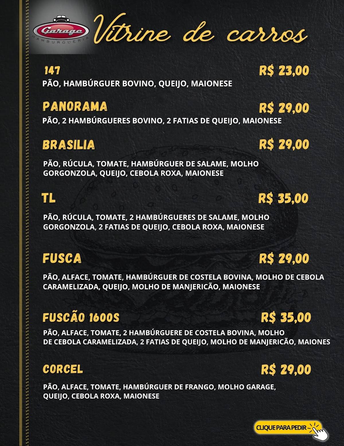 Garage Hamburgueria cardápio