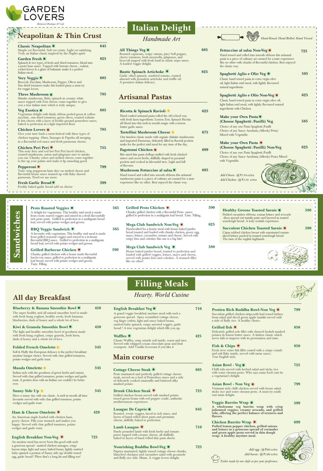 Garden Lovers Botanical Boutique And Cafe menu