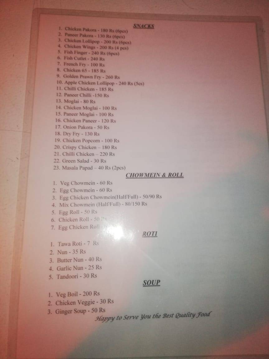 Garden Reach- The Family Restaurant menu