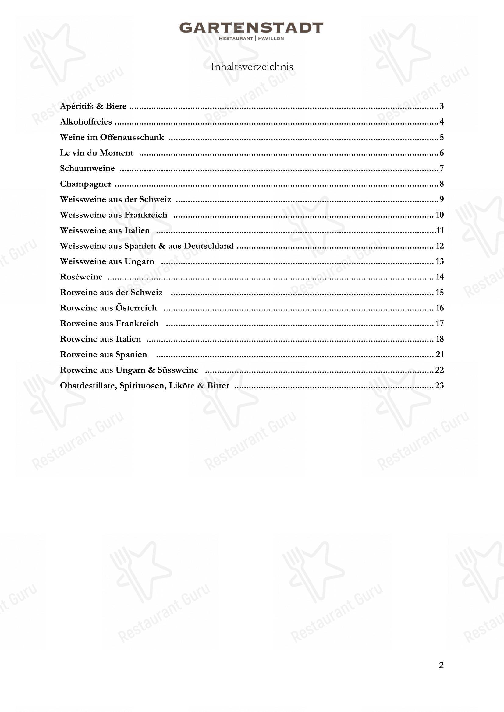 Menu bar per Restaurant Gartenstadt mit Pavillon ristorante