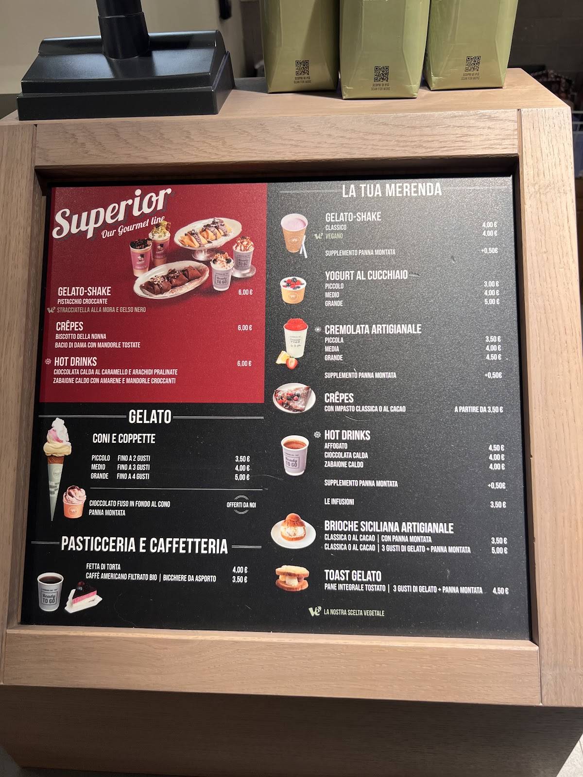 Menu di Gelateria La Romana dal 1947 