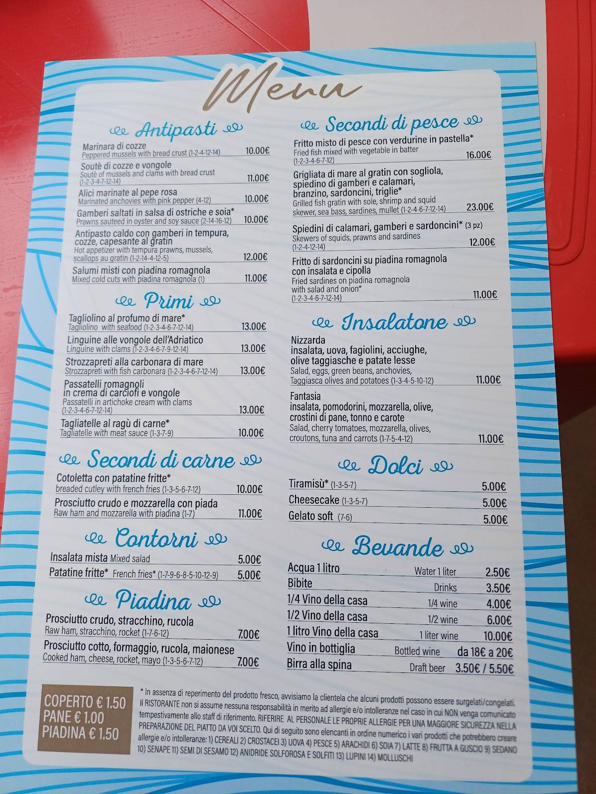 Menu di Giamaica Bar Ristorante 