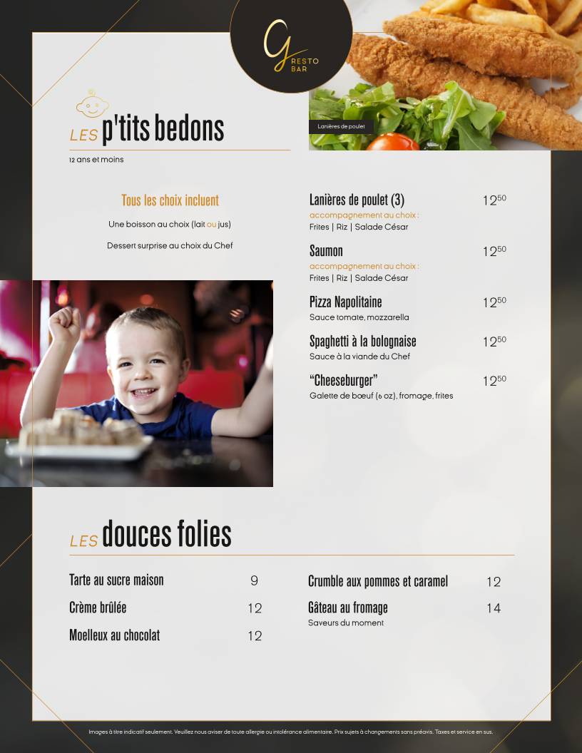 Menu de Ginger Resto-Bar