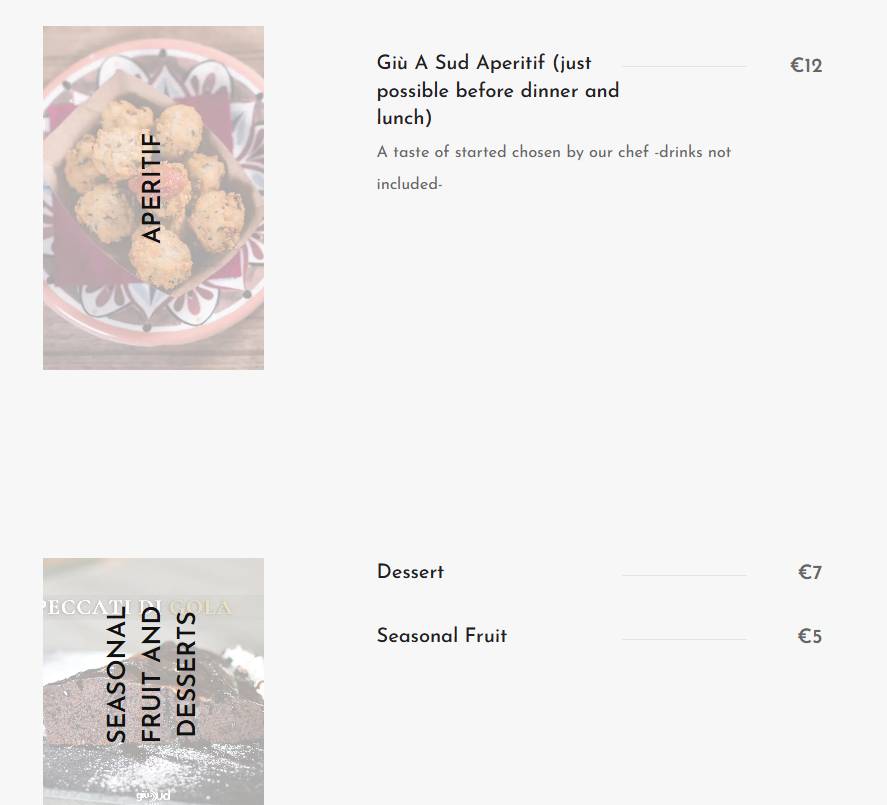 Menu di Giù A Sud -green Bistrot- 