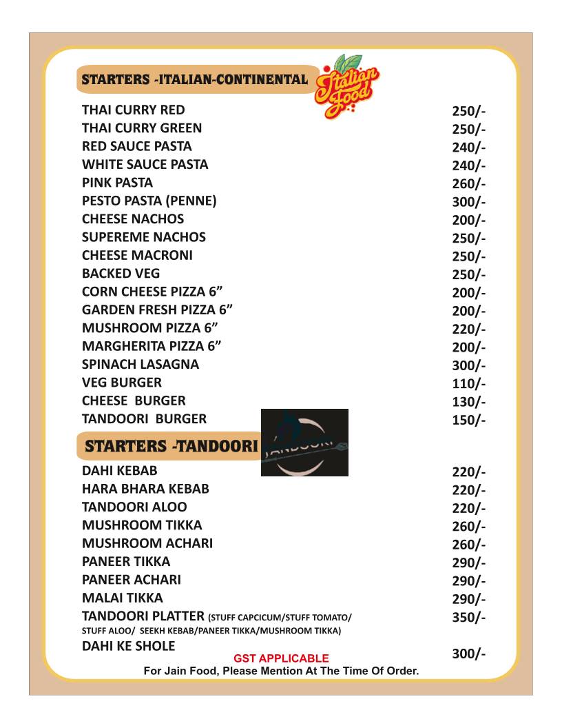 Gokul Ras menu