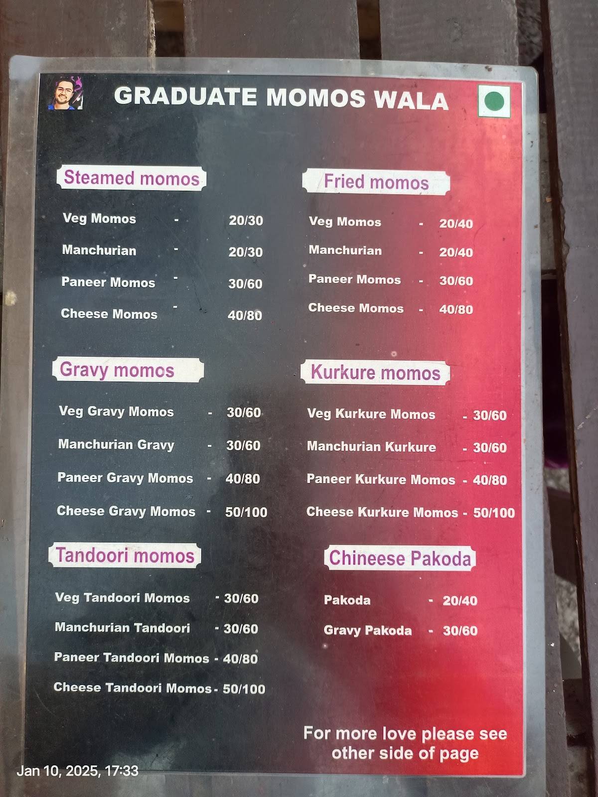 Graduate Momos Wala menu