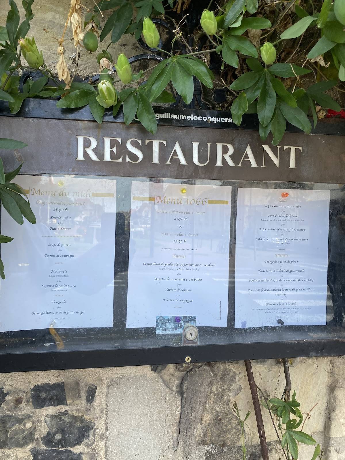 Menu de Restaurant Le Guillaume Le Conquérant
