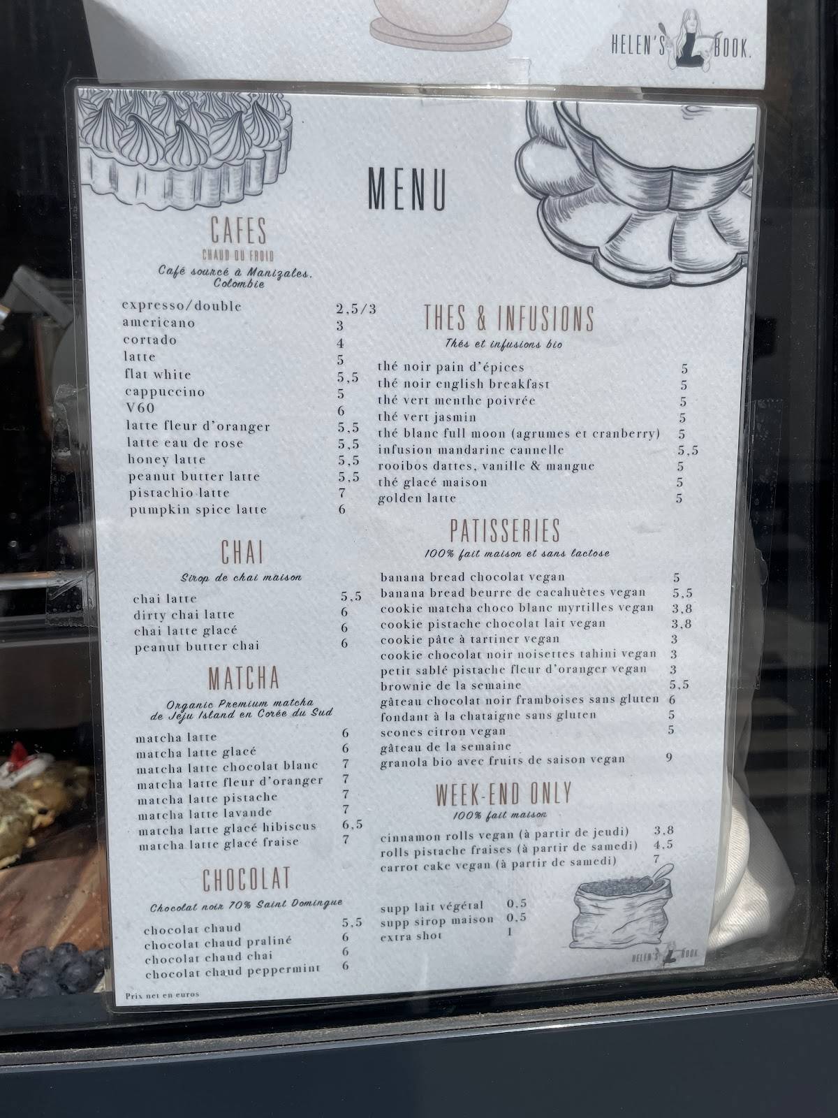 Menu de Helen's Book