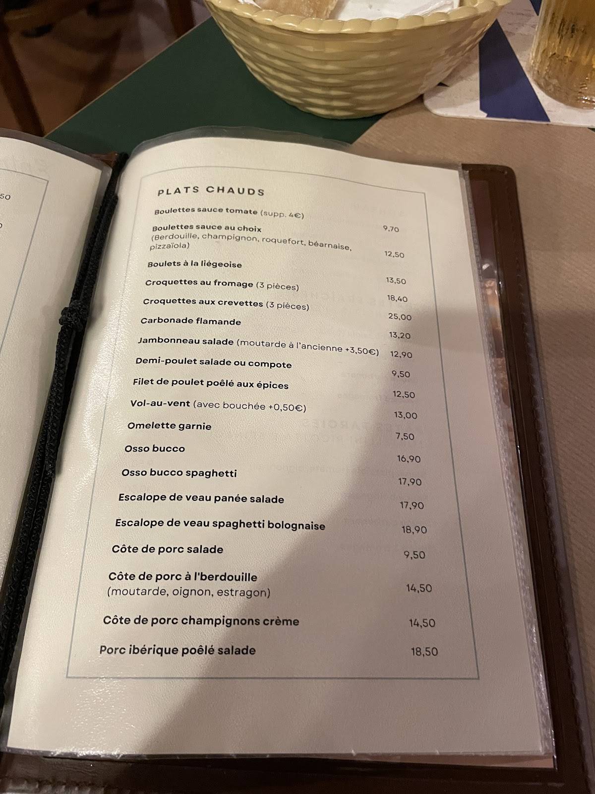 Menu de Restaurant Henri