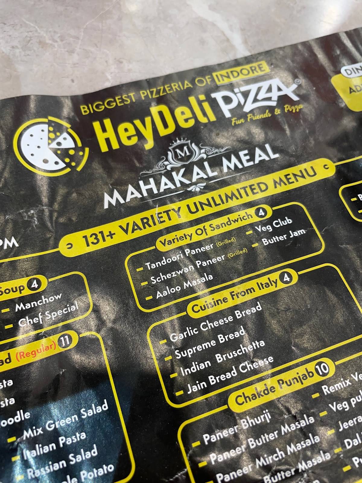 Menu at Heydeli Pizza, Indore