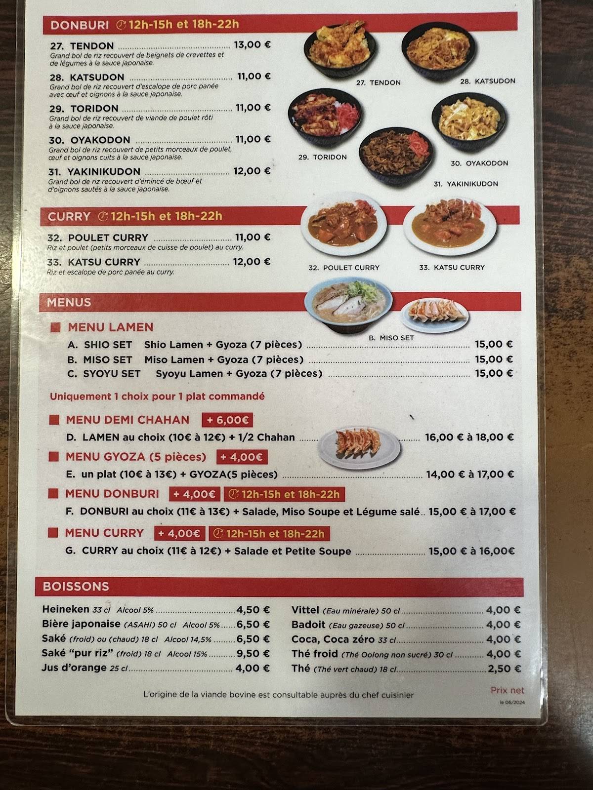 Menu de Higuma