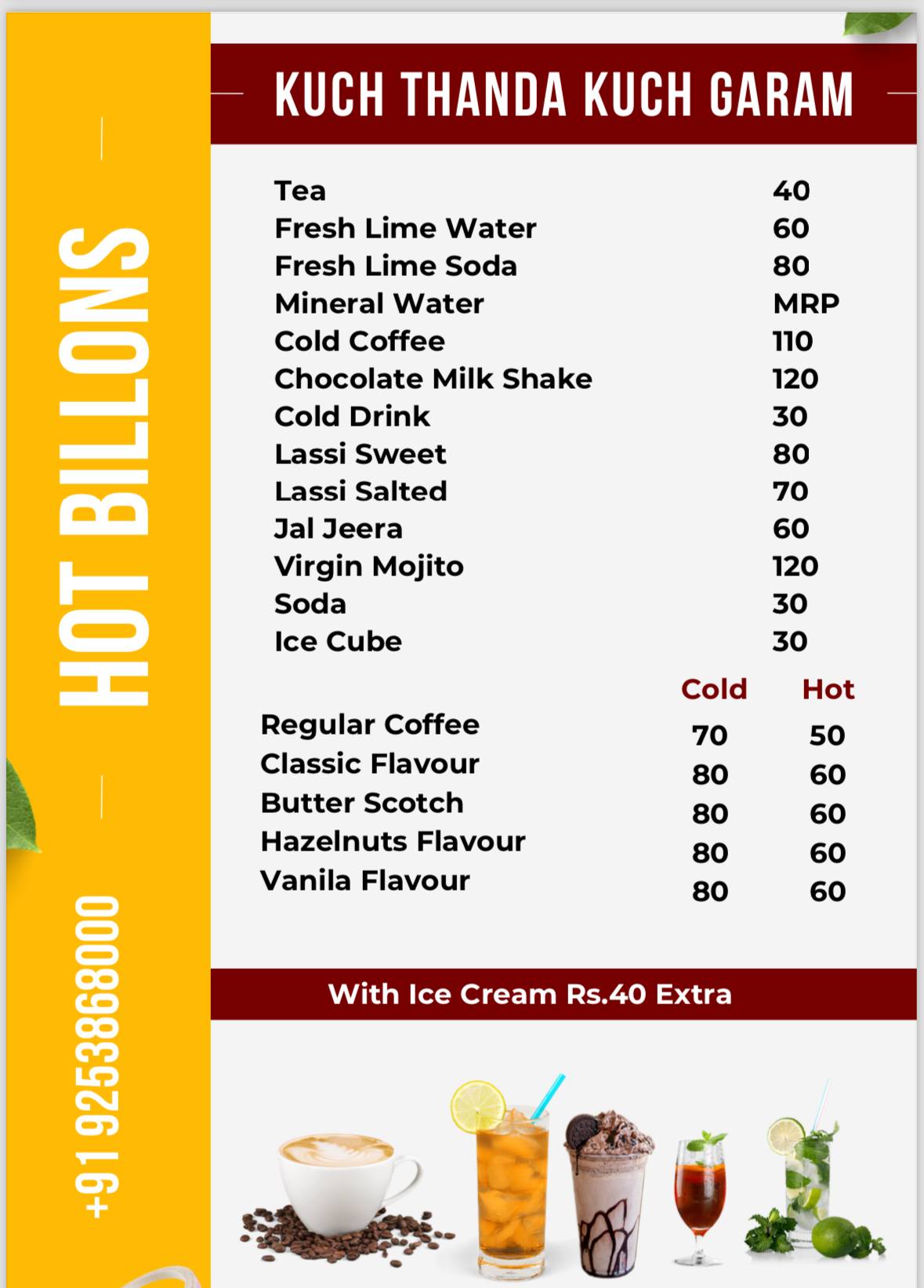 Hot Billions - Best Restaurant Party Hall Amritsari Kulcha Naan in Karnal menu