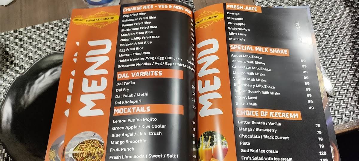 Hotel Swagath grand family restaurant menu