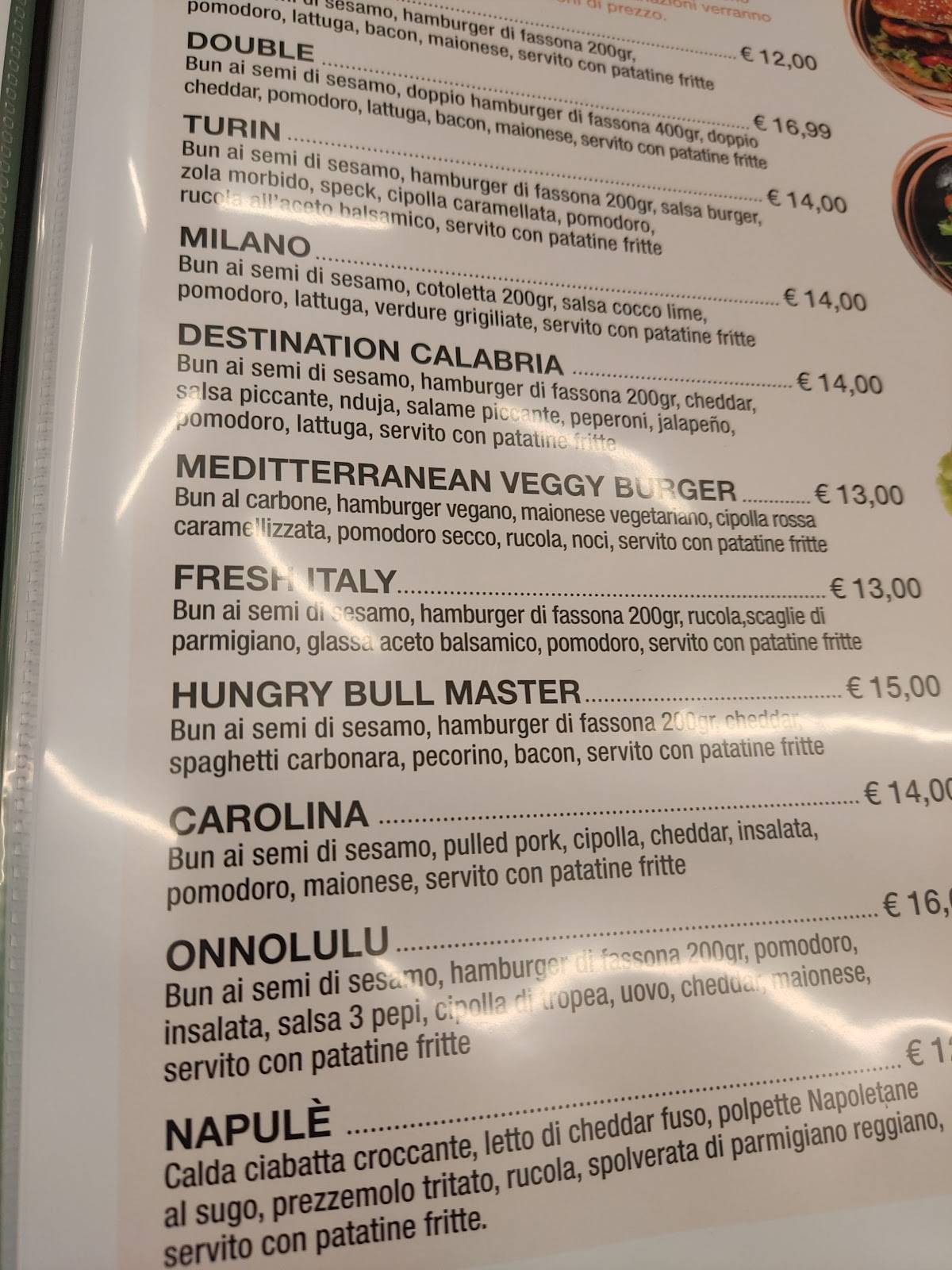 Menu di HungryBull 