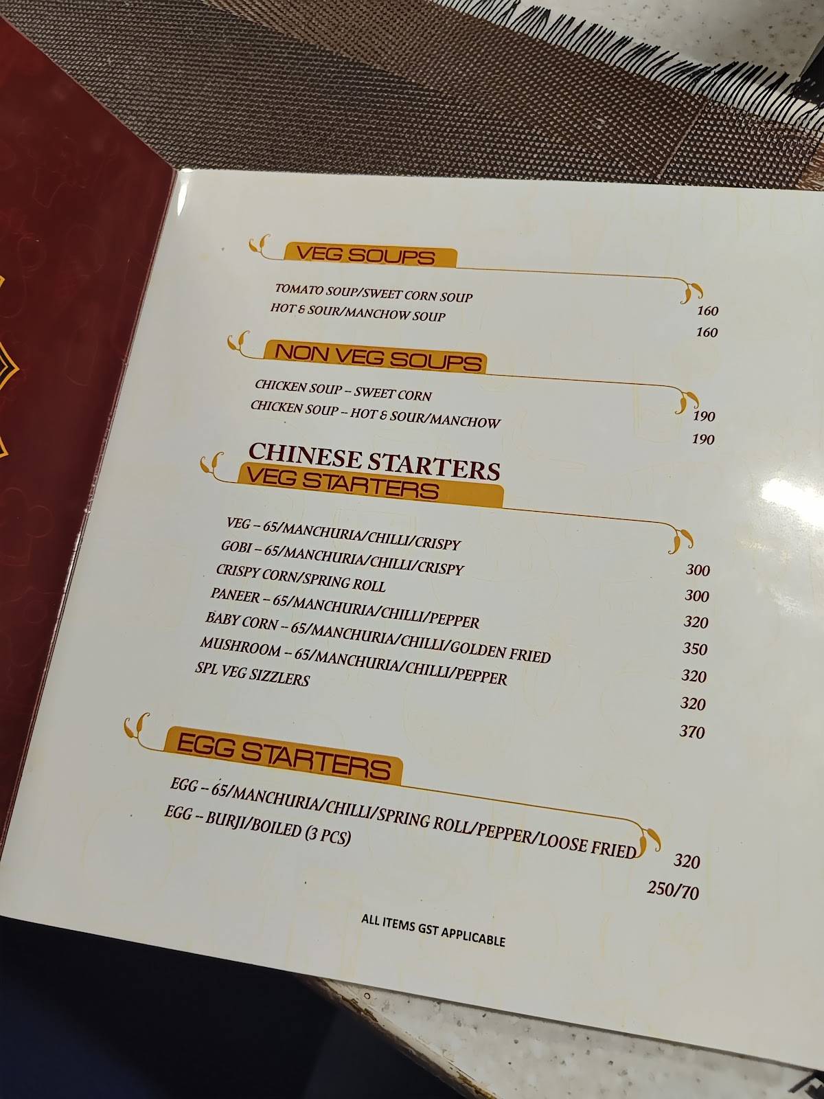 Hyderabad Chefs menu