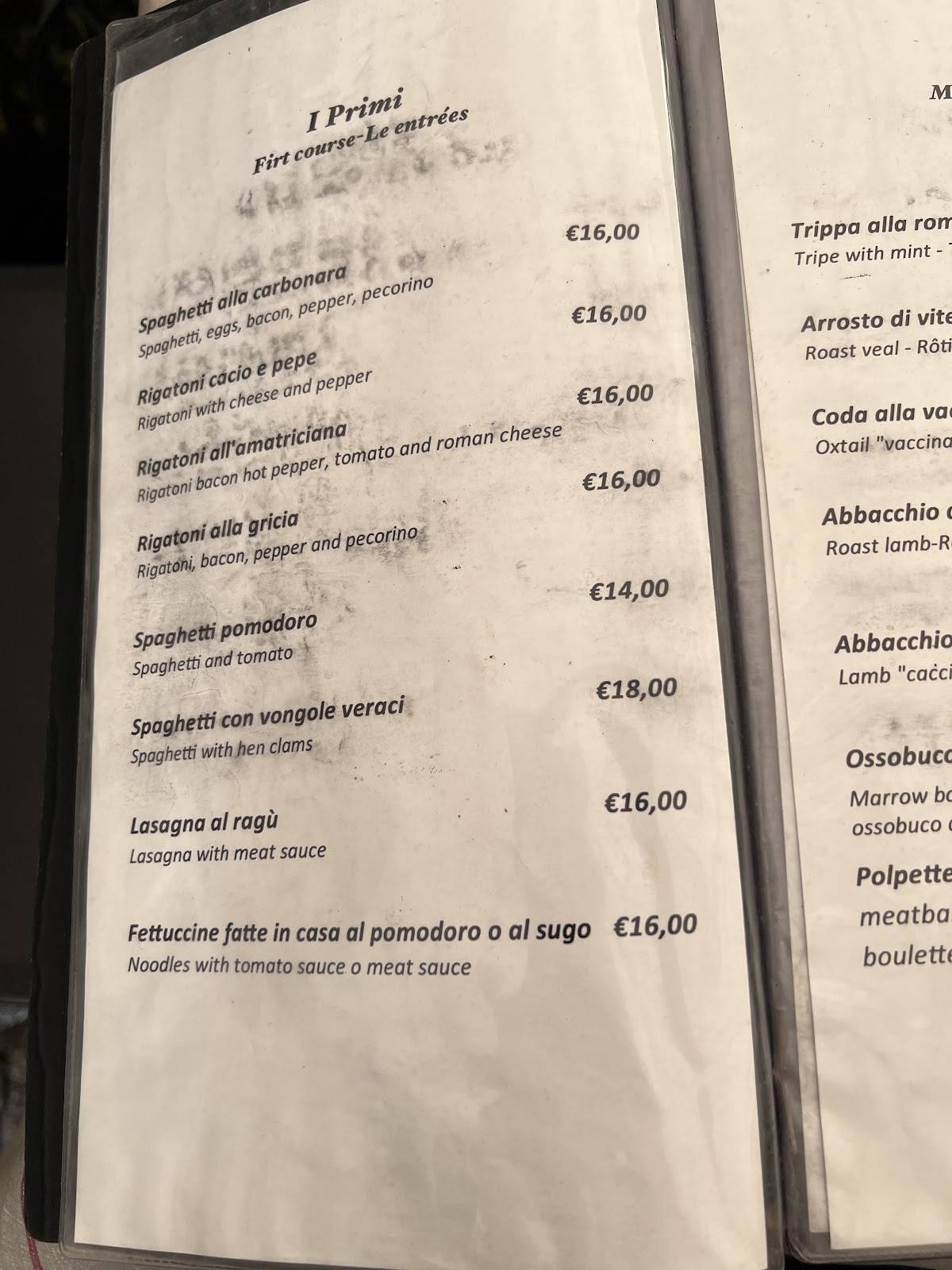 Menu di Il Fantino 