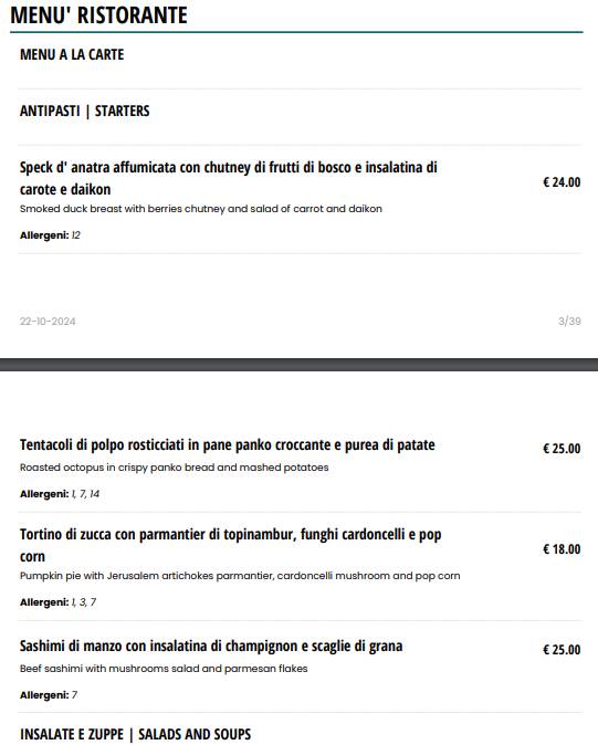 Menu di Il Grande Gatsby Bar & Restaurant 