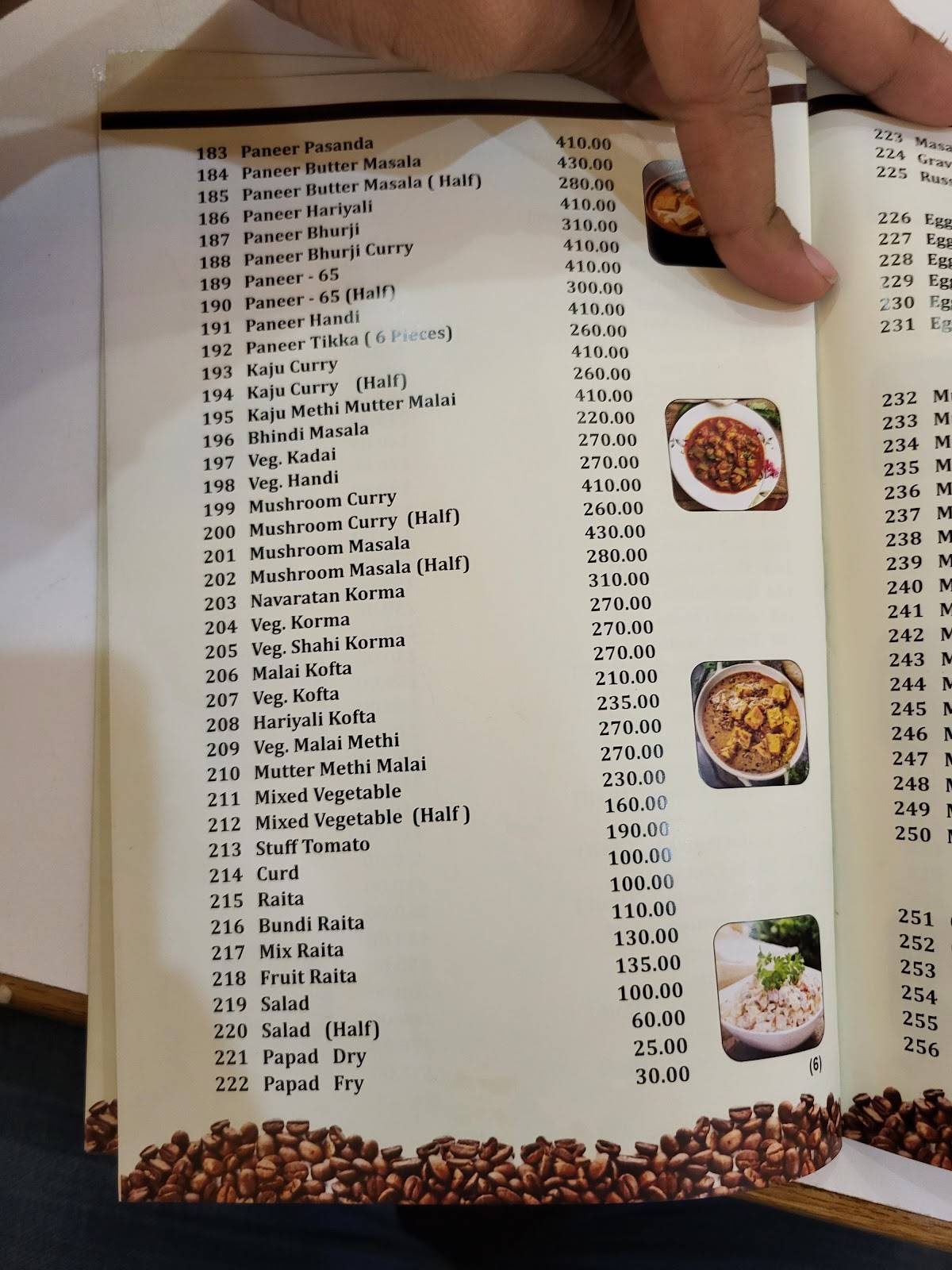 Indian Coffee House menu