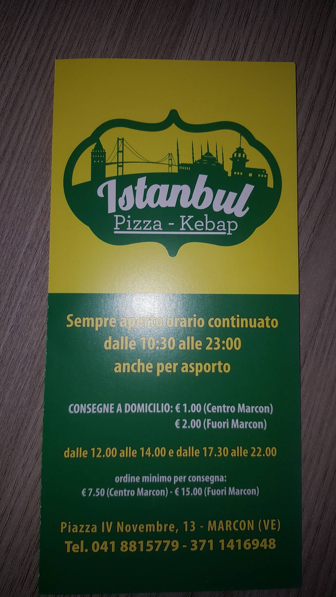 Menu di Istanbul pizza kebab 