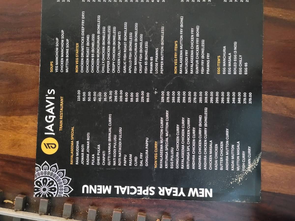 Jagavi's Kritunga Train Restaurant menu