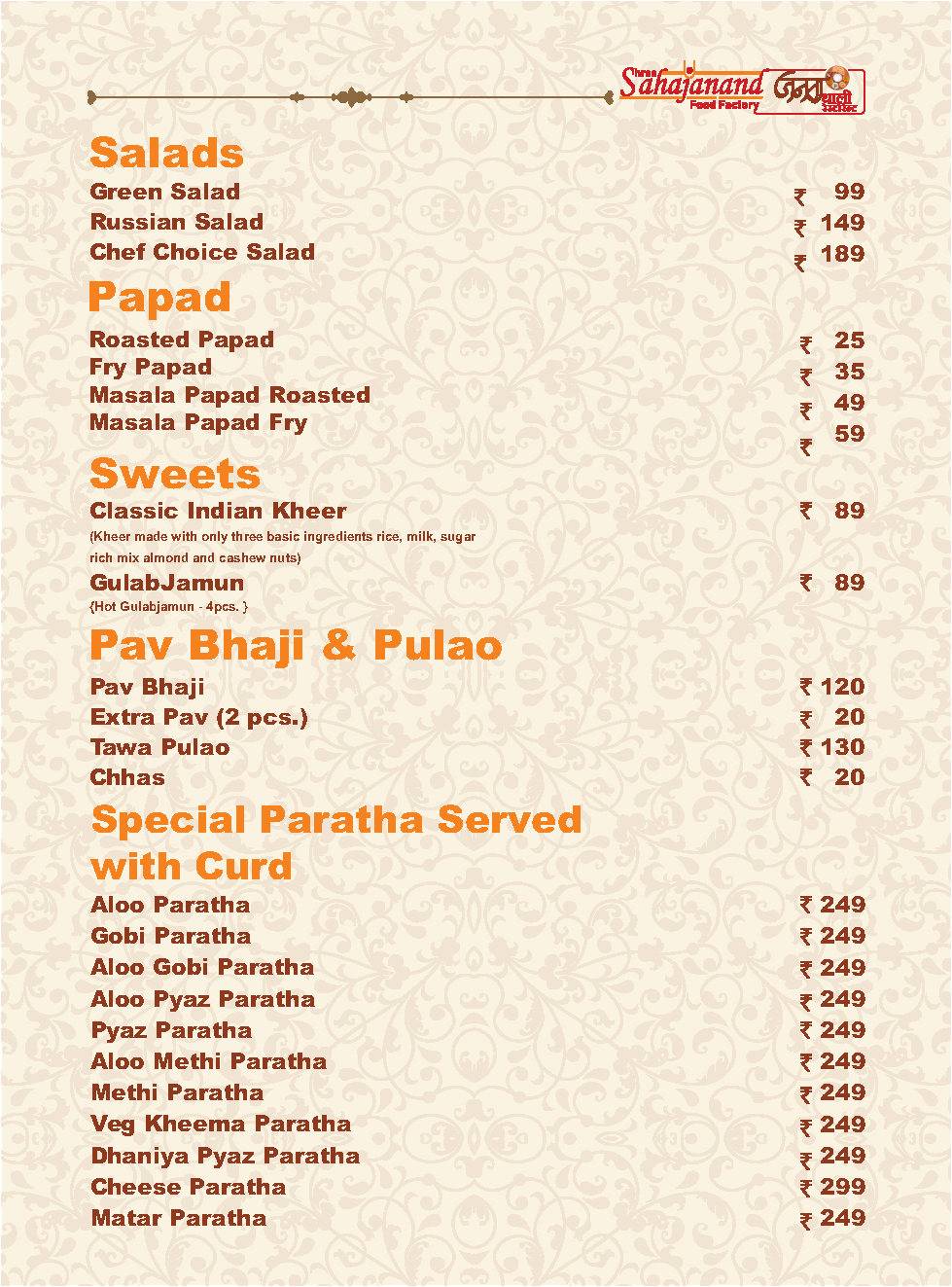 Janta Thali Restaurant menu