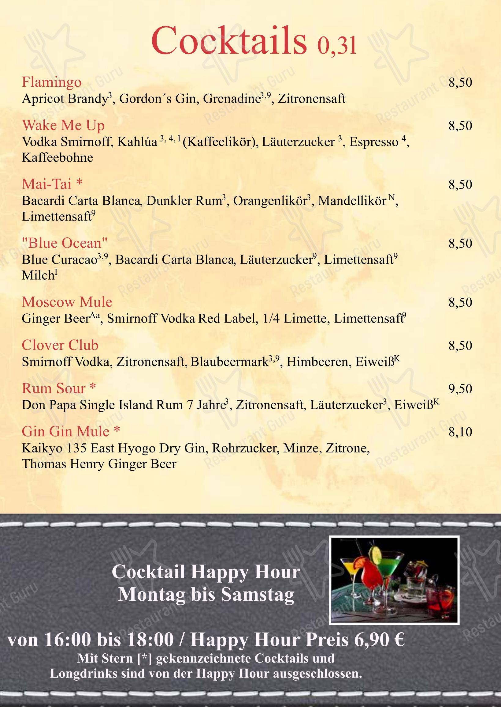 Menu pour Restaurant Journal dans Potsdam