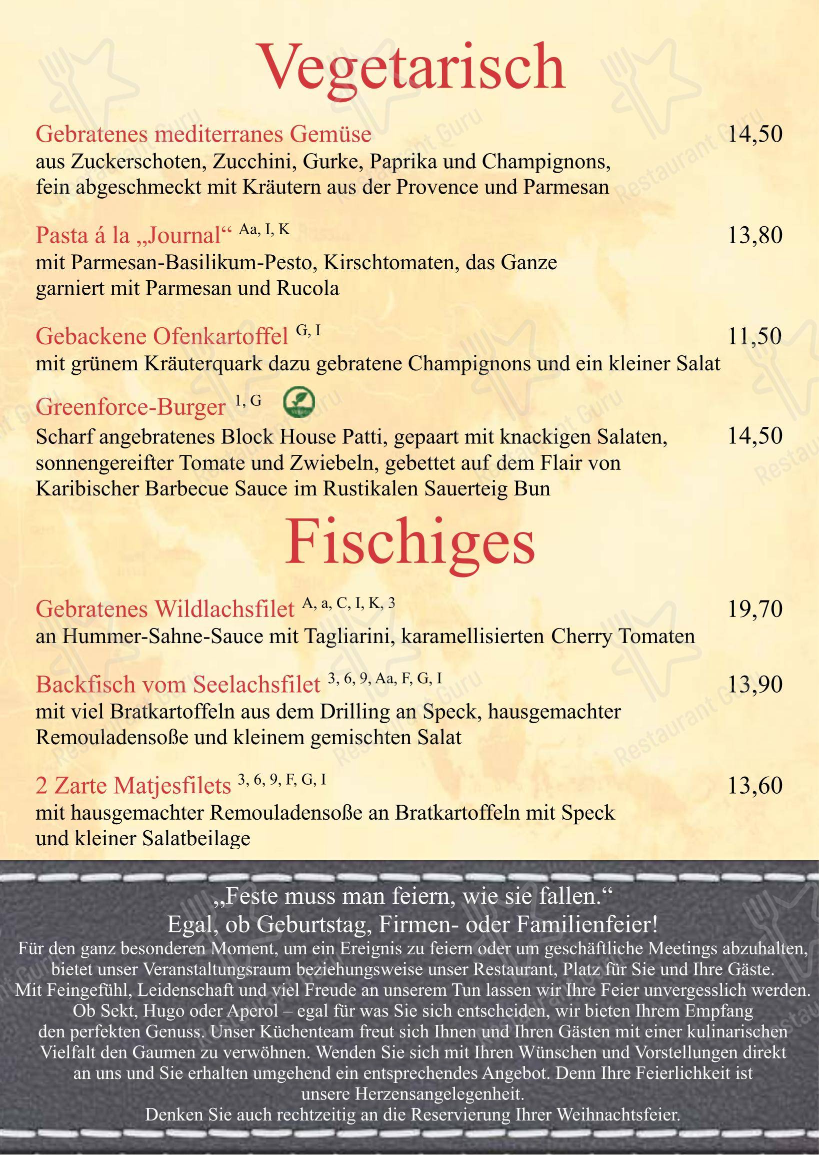 Restaurant Journal dans Potsdam - Menu bar