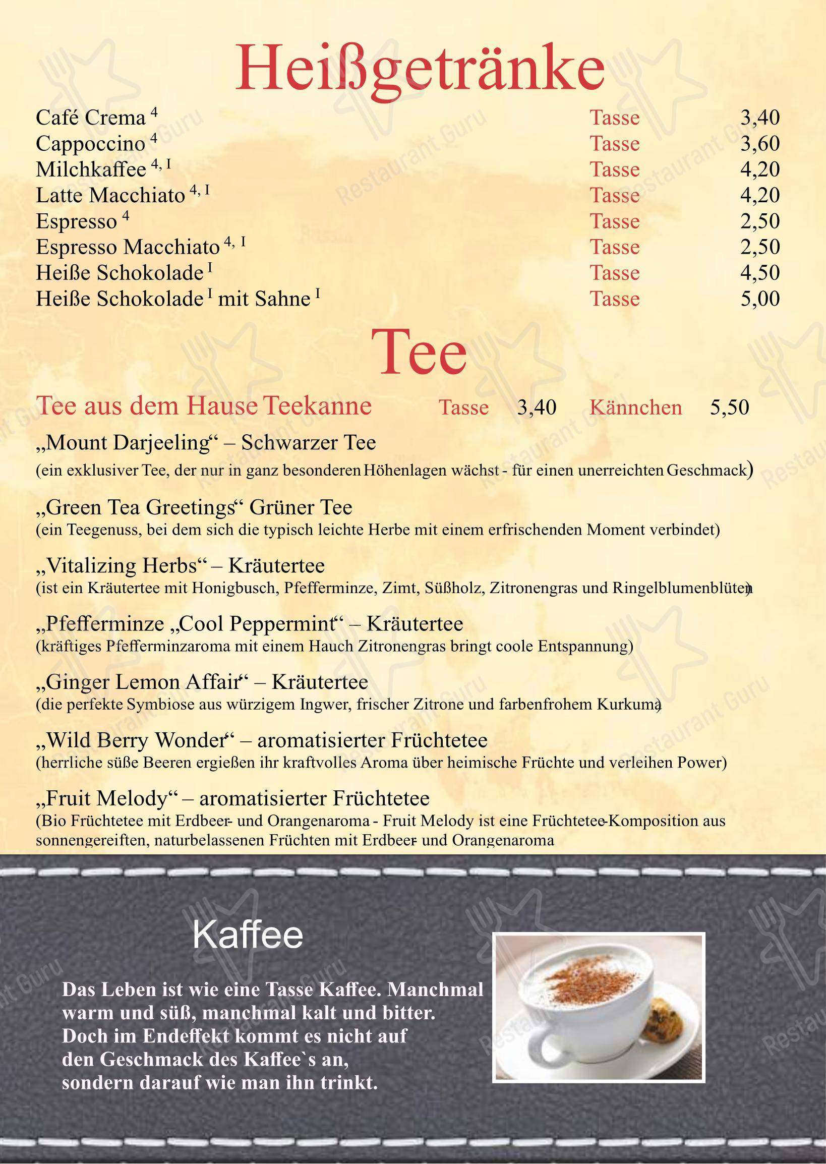 Menu pour Restaurant Journal - Menu