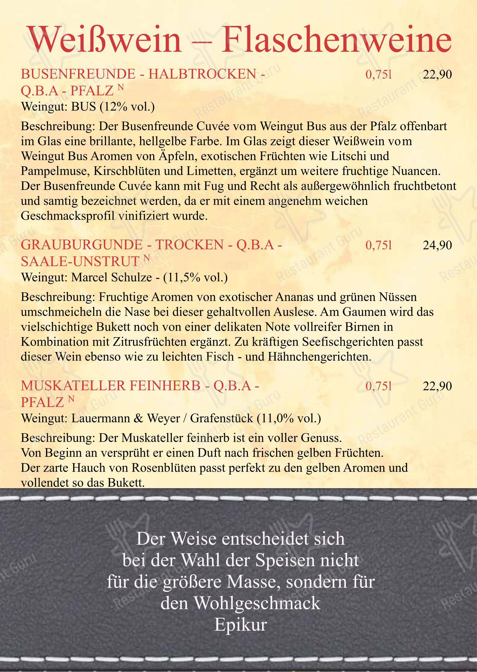 Menu pour Restaurant Journal - Menu