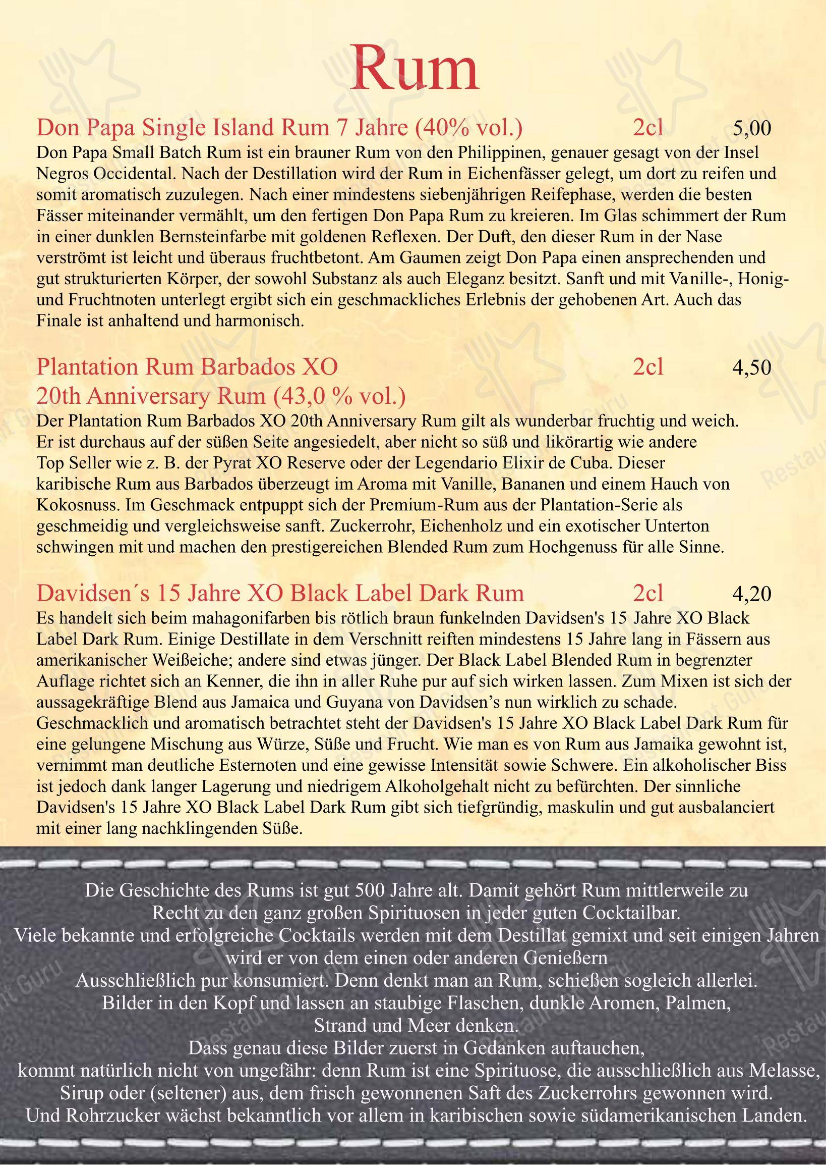 Menu pour Restaurant Journal restaurant
