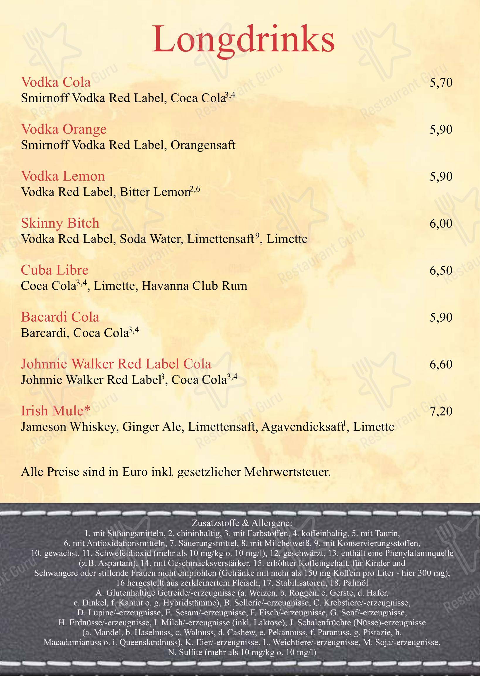 Restaurant Journal dans Potsdam - Menu bar