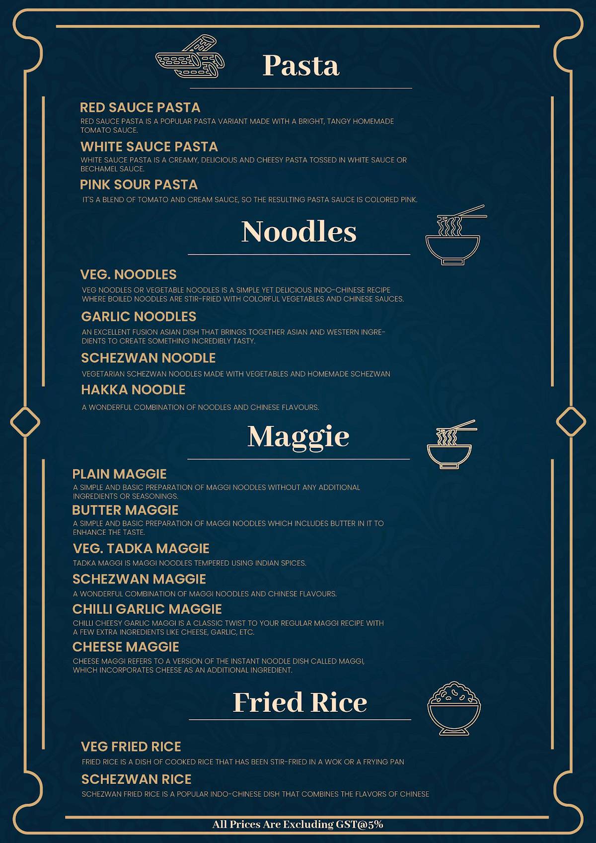 KK Snacks menu