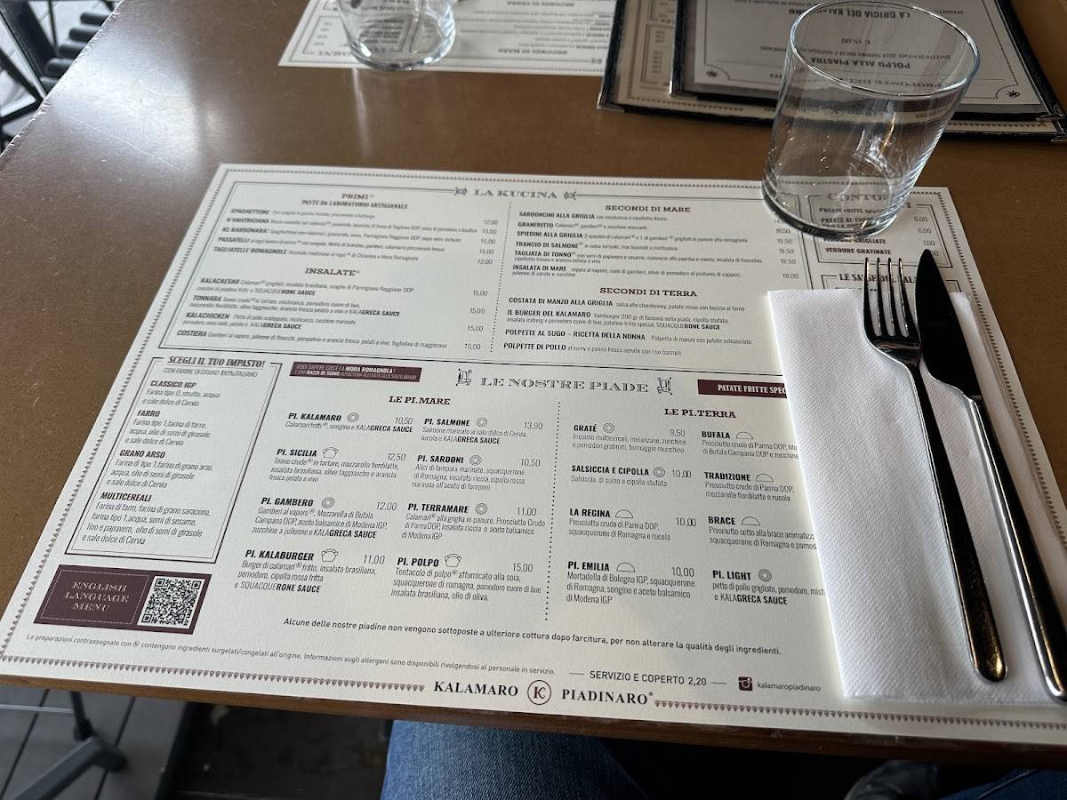 Menu di Kalamaro Piadinaro - Riccione 