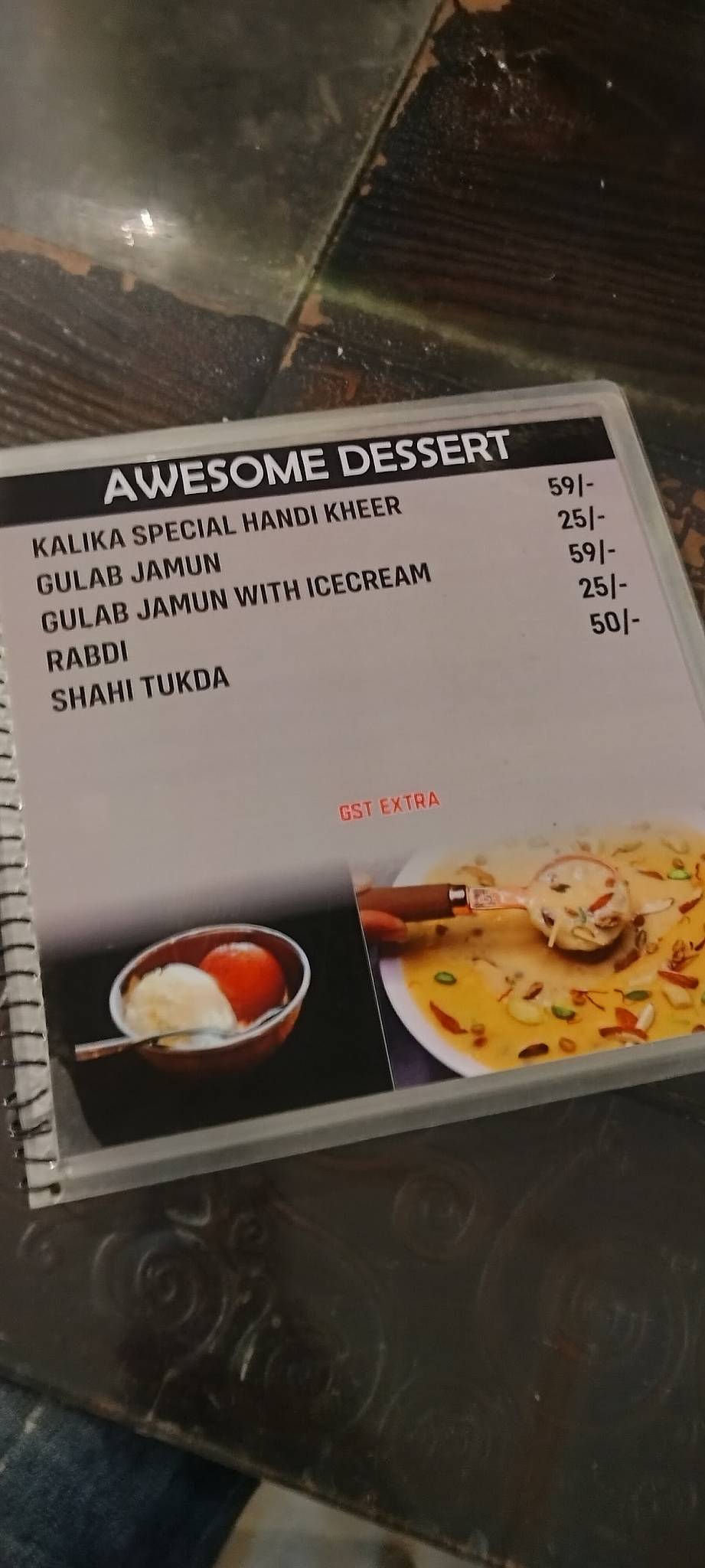 Kalika haveli Restaurant menu