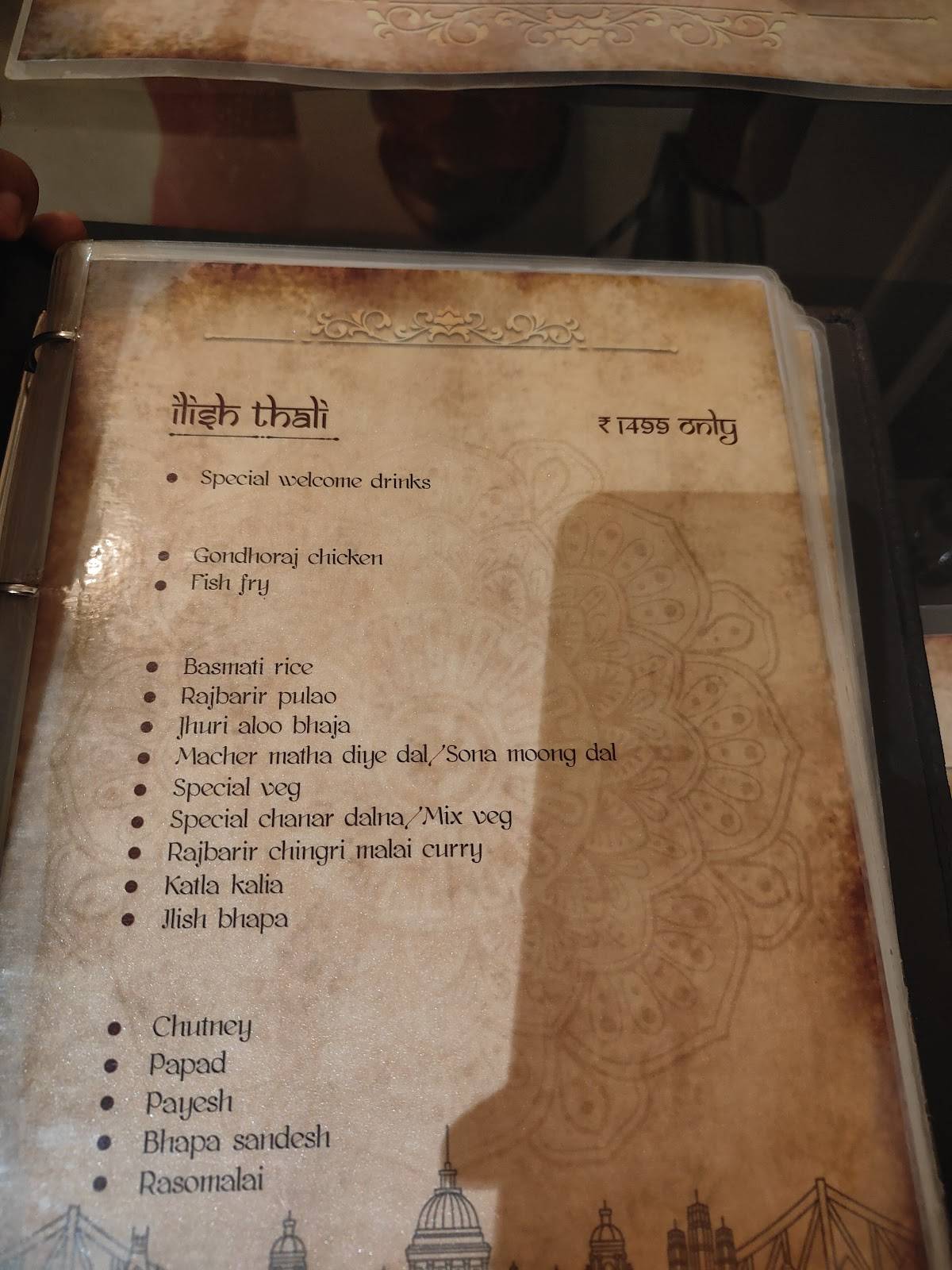 Kolkata Rajbari-Hatibagan menu