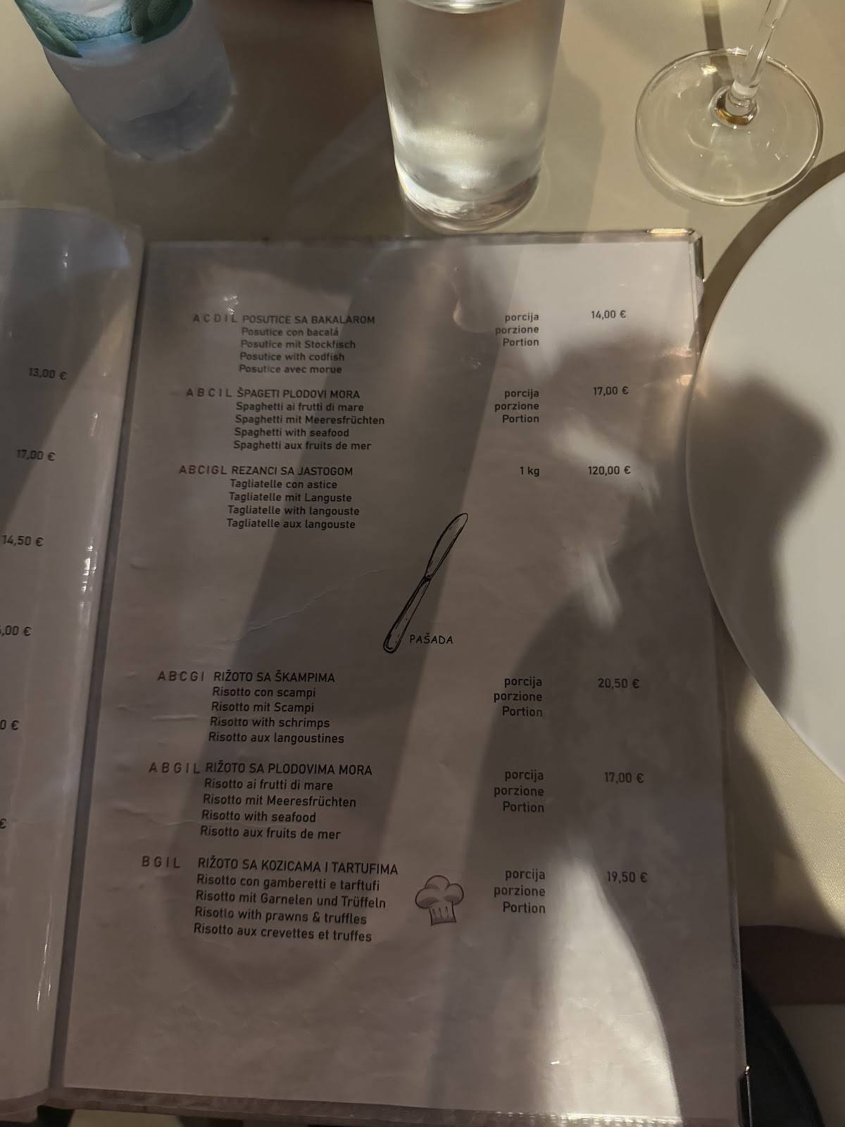 Menu di Restaurant Konoba Daniela 