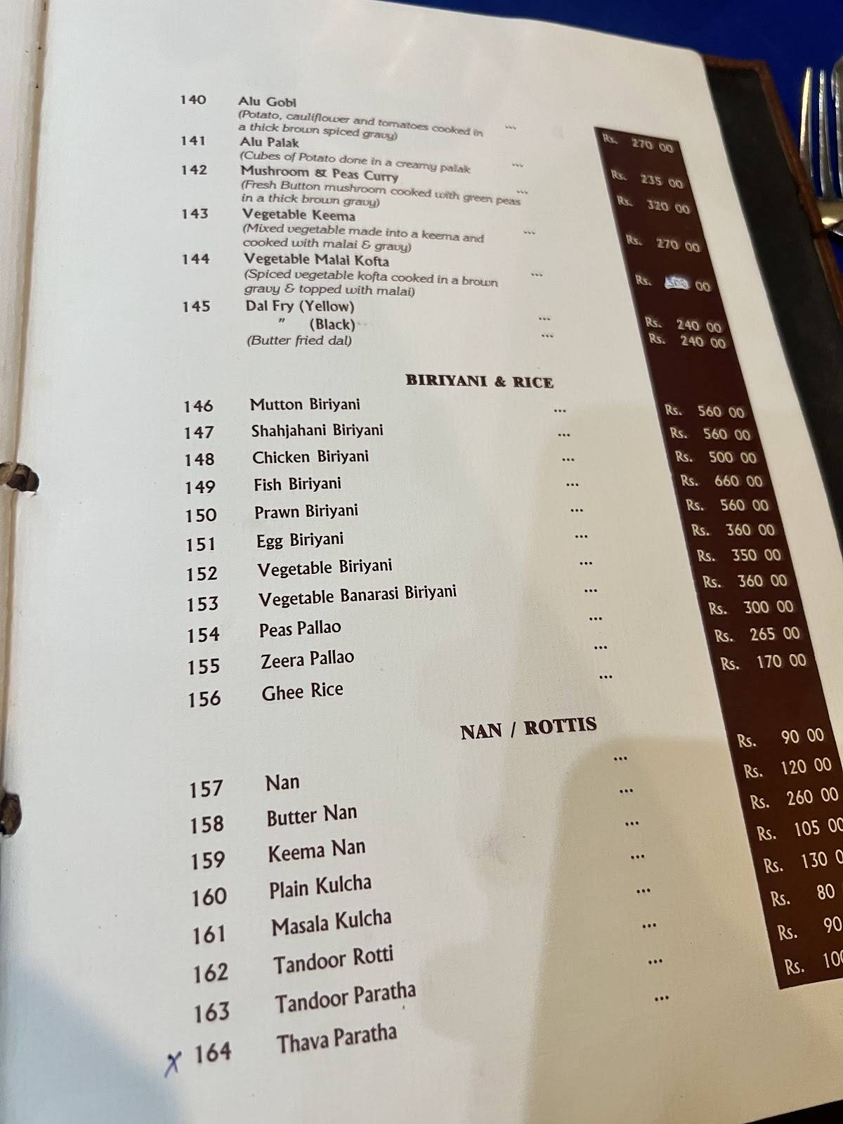 Koshy's menu
