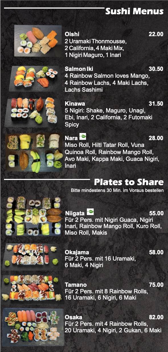 Menu di KungFu Chicken Solothurn – Asian Kitchen & Sushi 