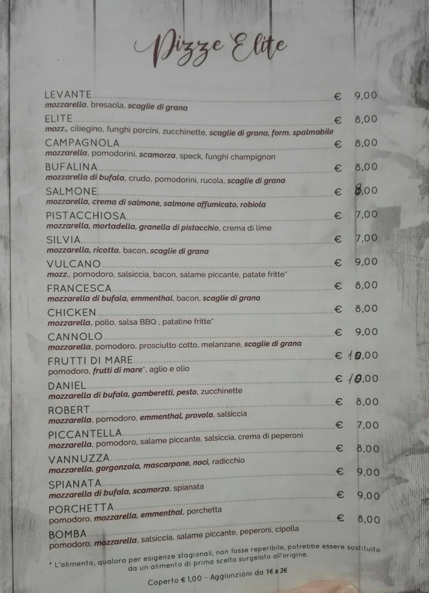 Menu di L'Èlite Ristorante/Pizzeria 