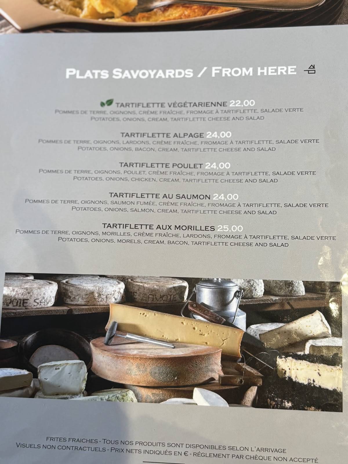 Menu de L'Atlas Annecy