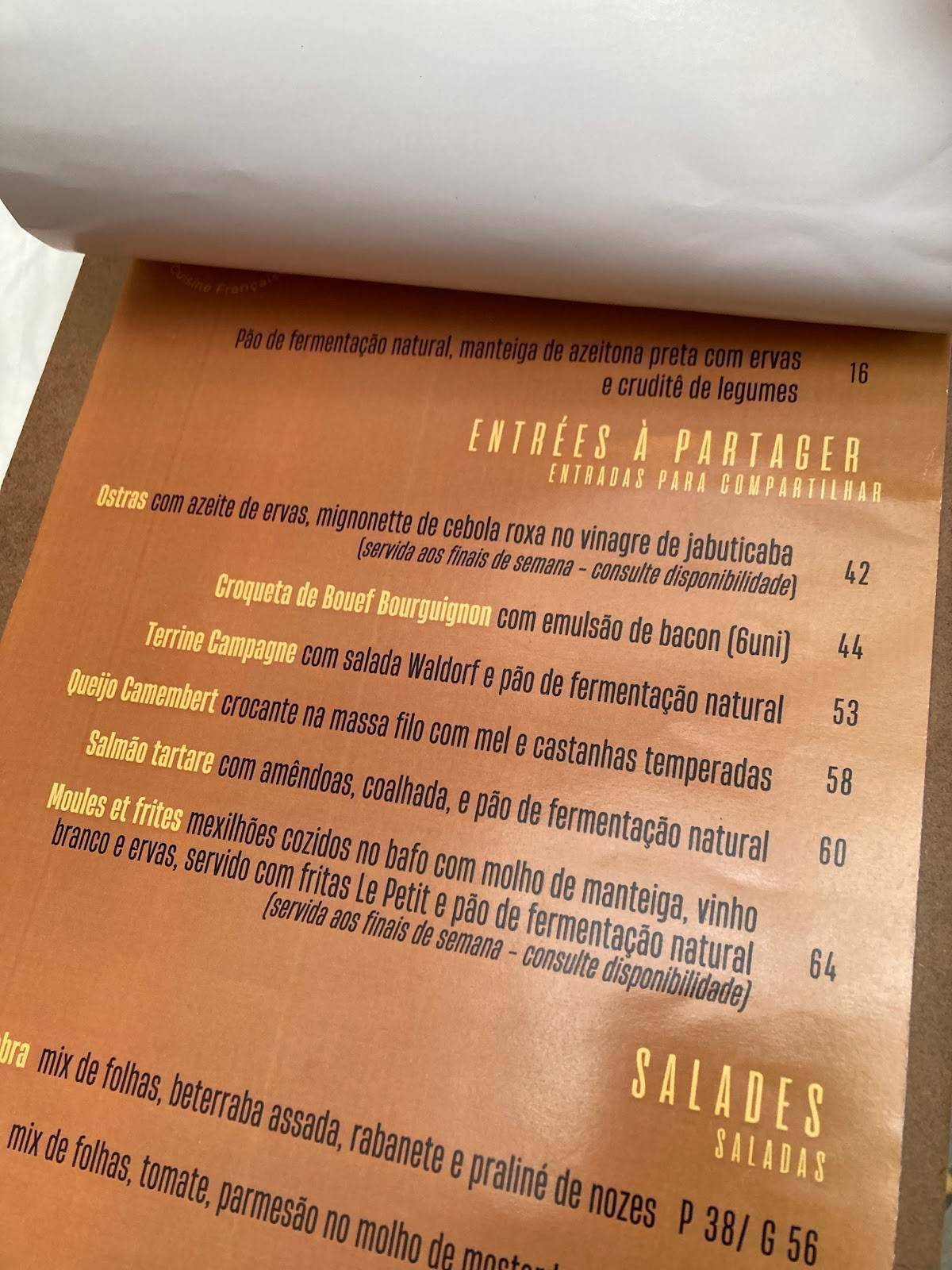 LE PETIT GABRIELE Cuisine Française cardápio