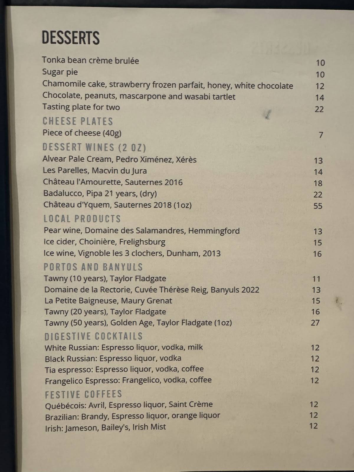 Menu de Restaurant L'Échaudé